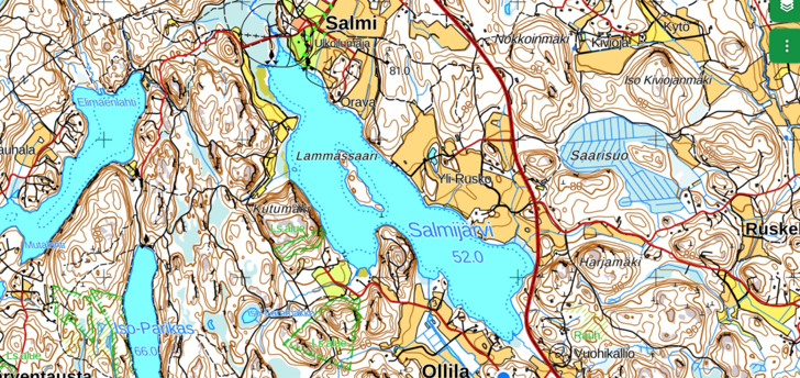 Kartta Salmijärven alueesta